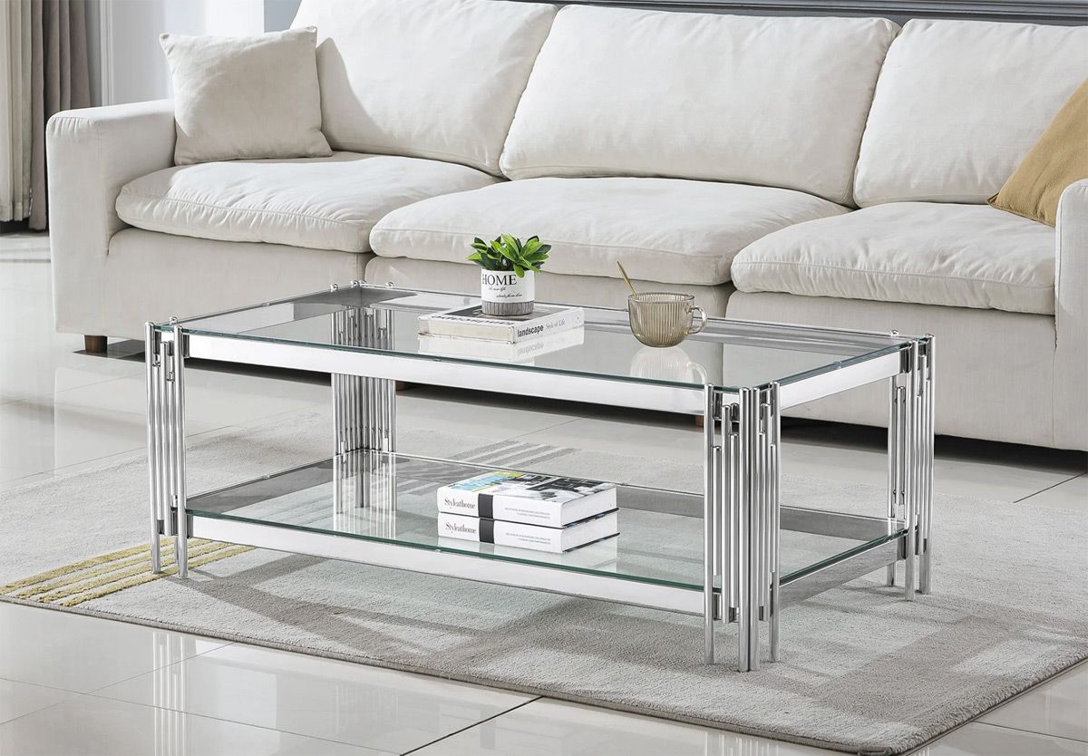 Tango Glass Coffee Table Chrome Base