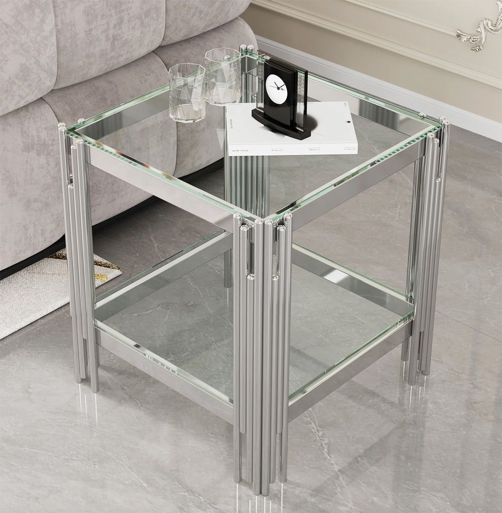 Tango Glass End Table Chrome Base