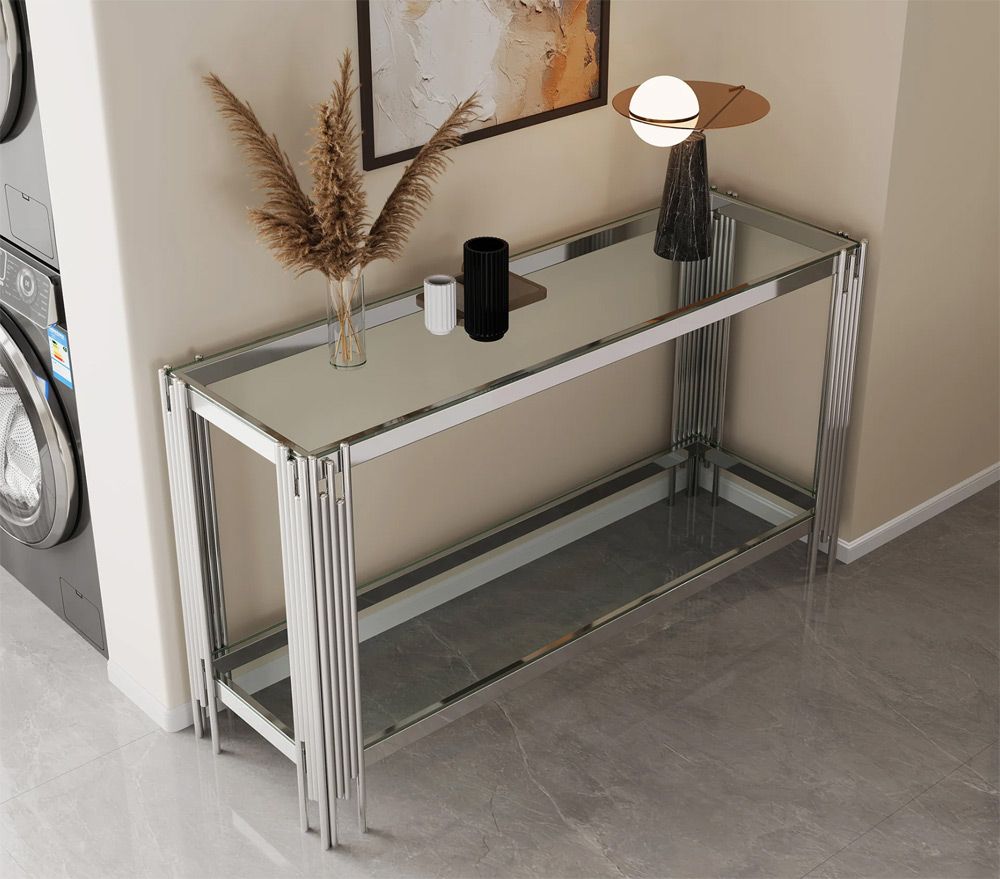 Tango Glass Sofa Table Chrome Base