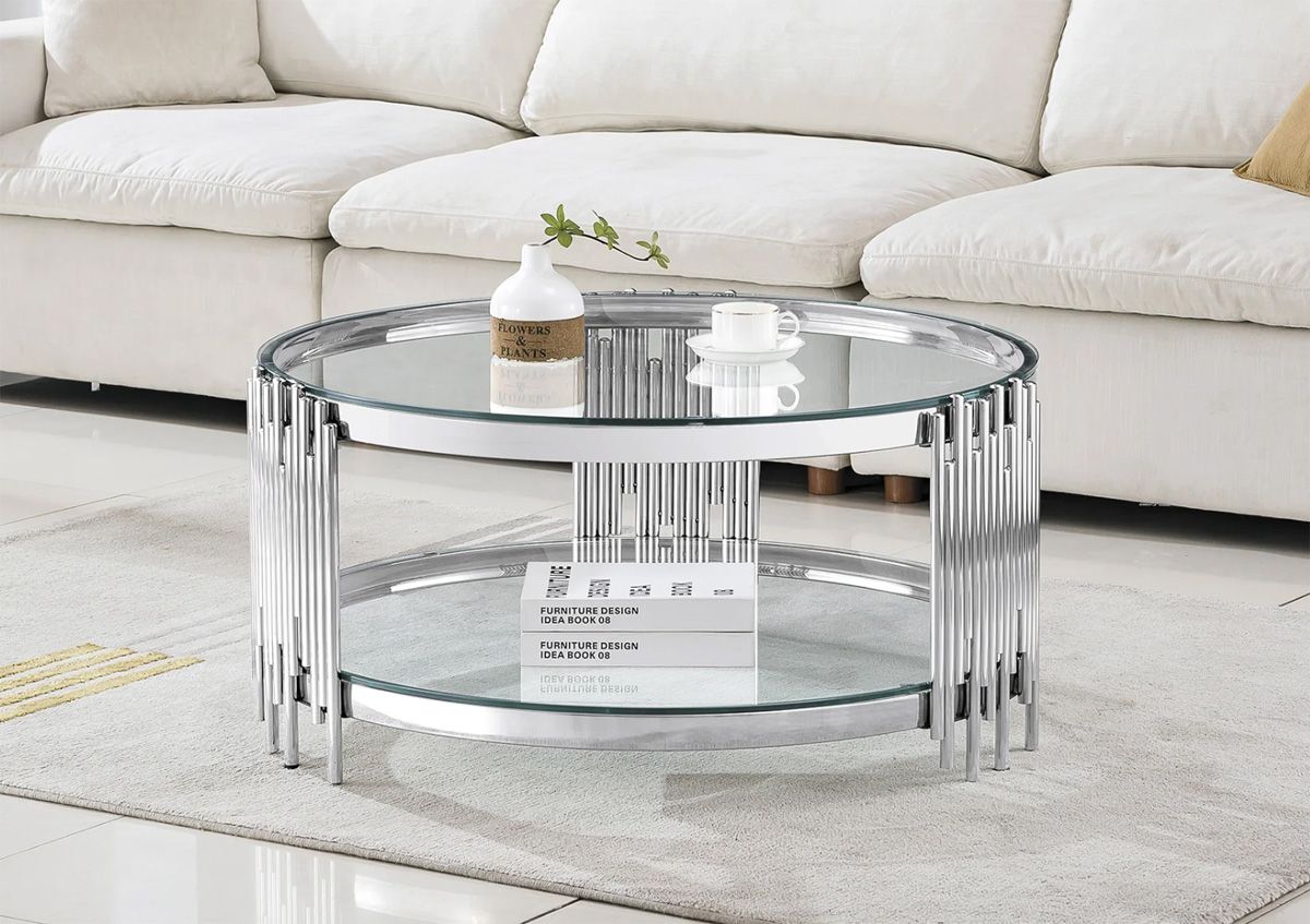 Tango Round Glass Top Coffee Table Chrome