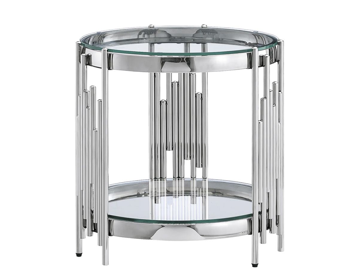 Tango Round Glass Top End Table Chrome