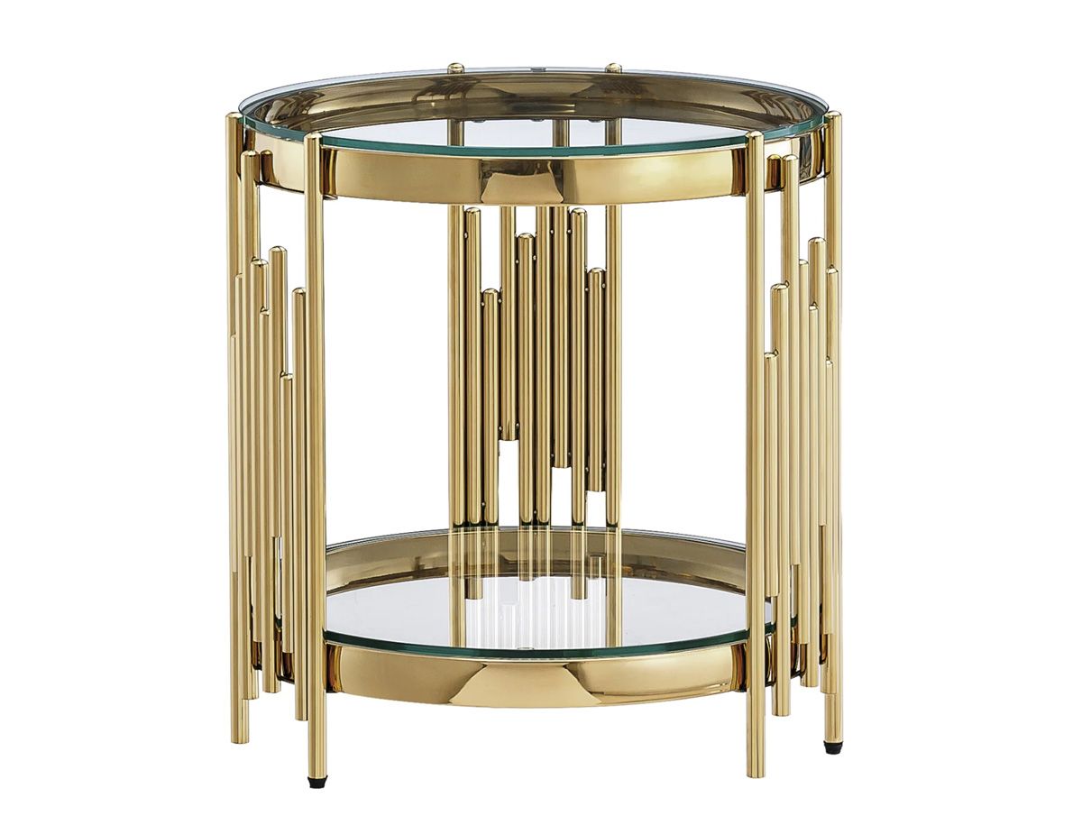 Tango Gold End Table Round Glass Top