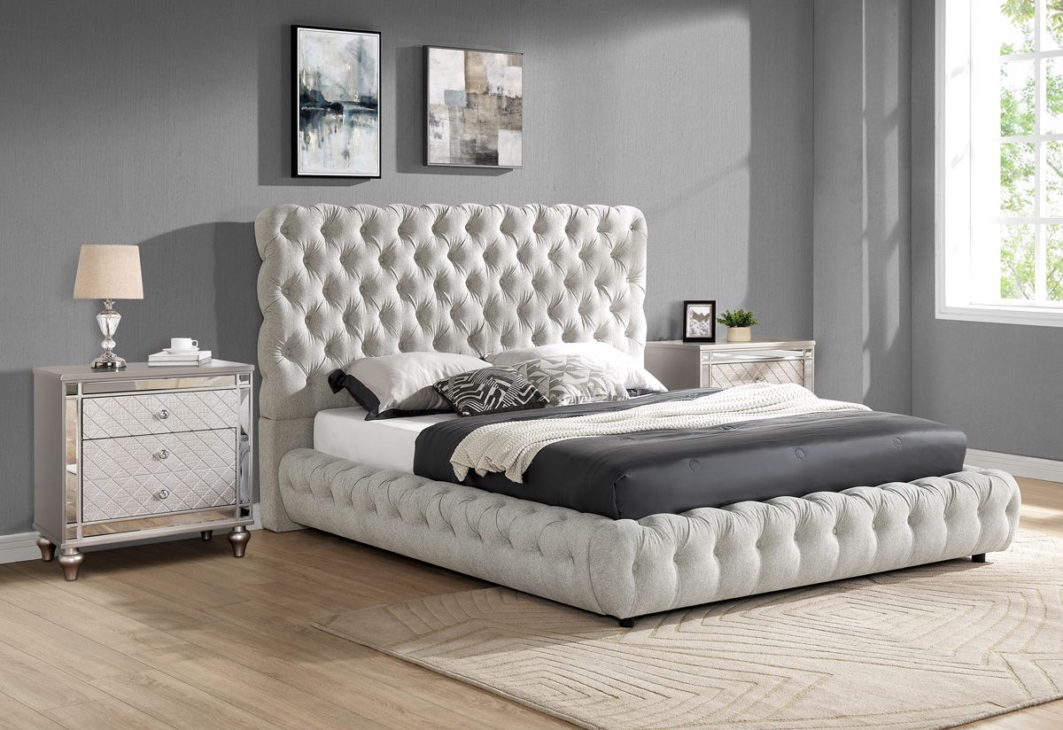 Tasha Dove Grey Platform Bed