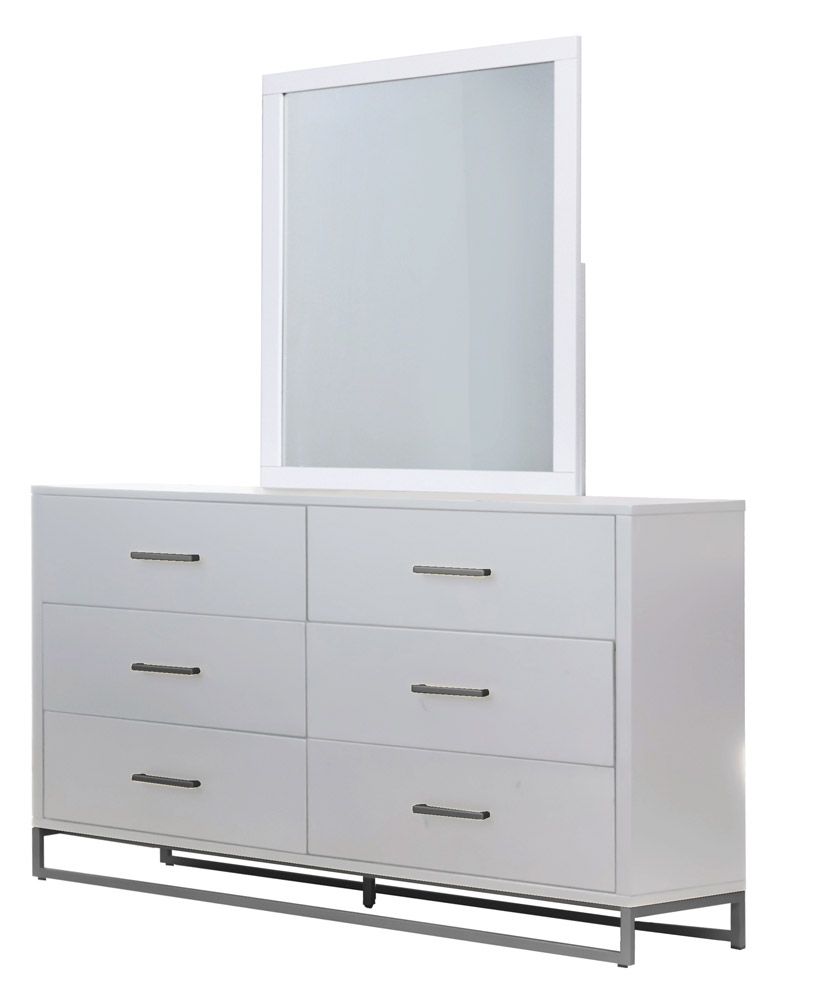 Taxido White Finish Dresser With Mirror