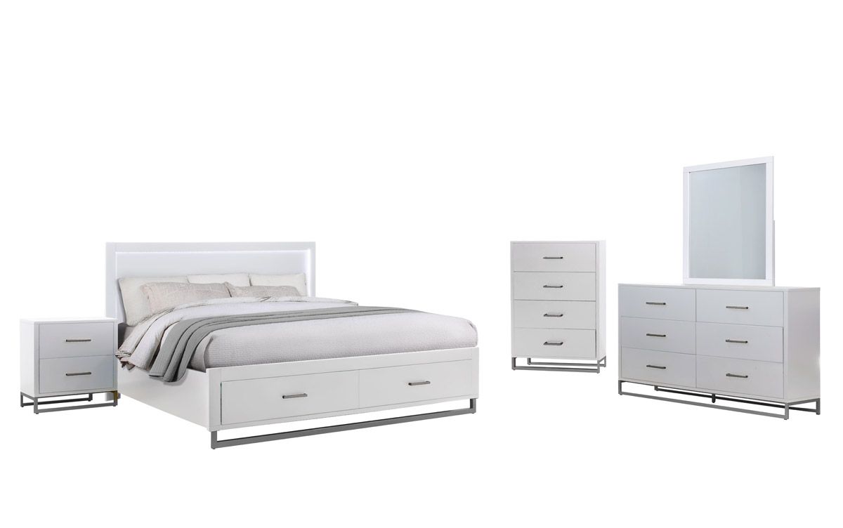 Taxido White Finish Bedroom Set