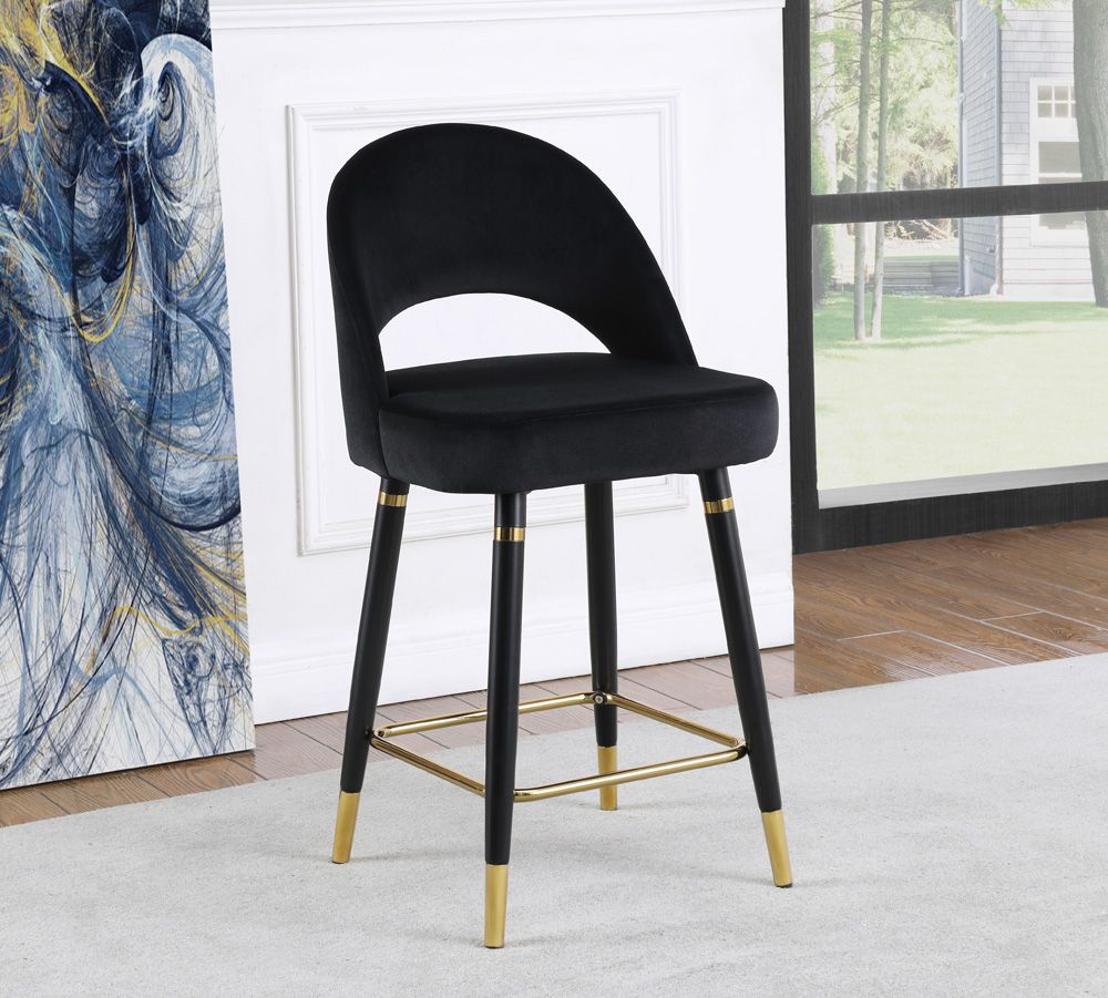 Teddy Black Velvet Counter Height Chair