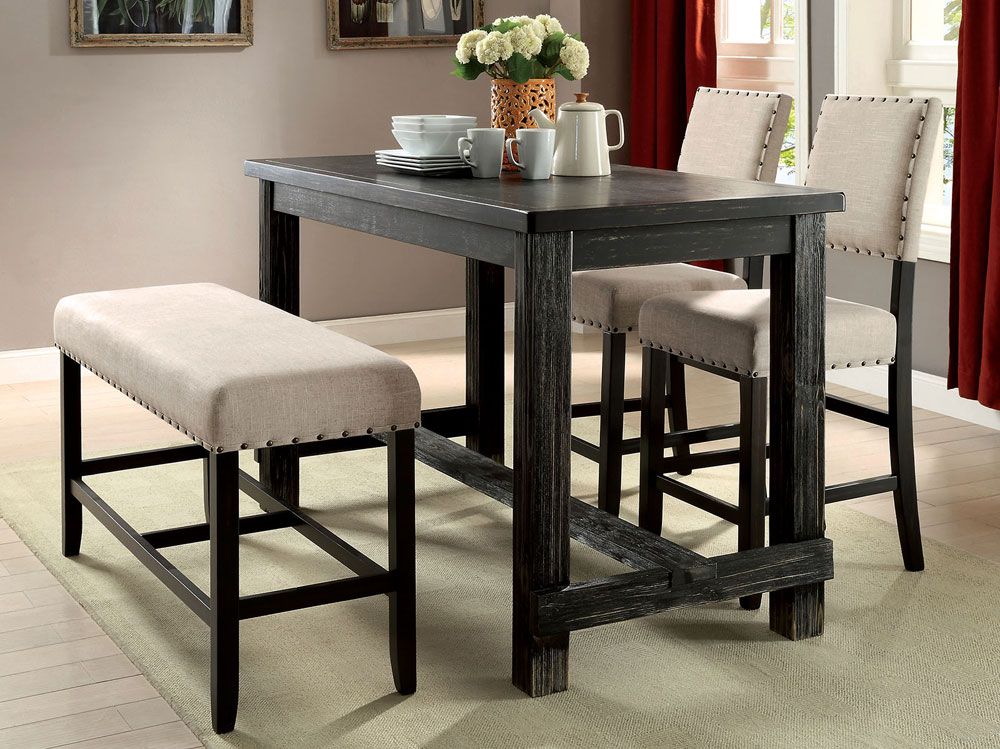 Telara Antique Black Counter Height Table Set