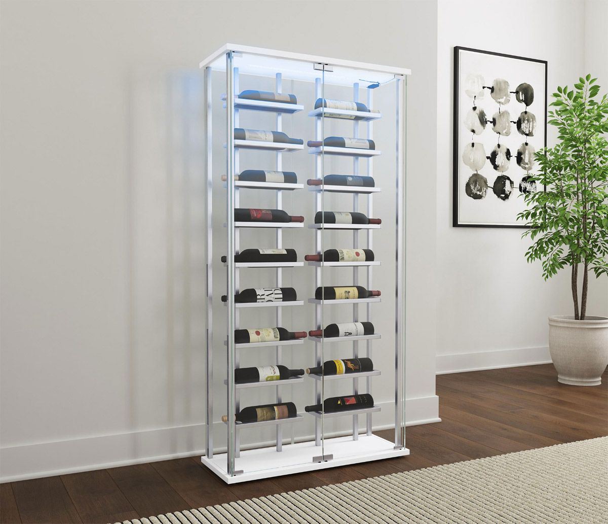 Temara Glass Wine Storage LED Curio Cabinet