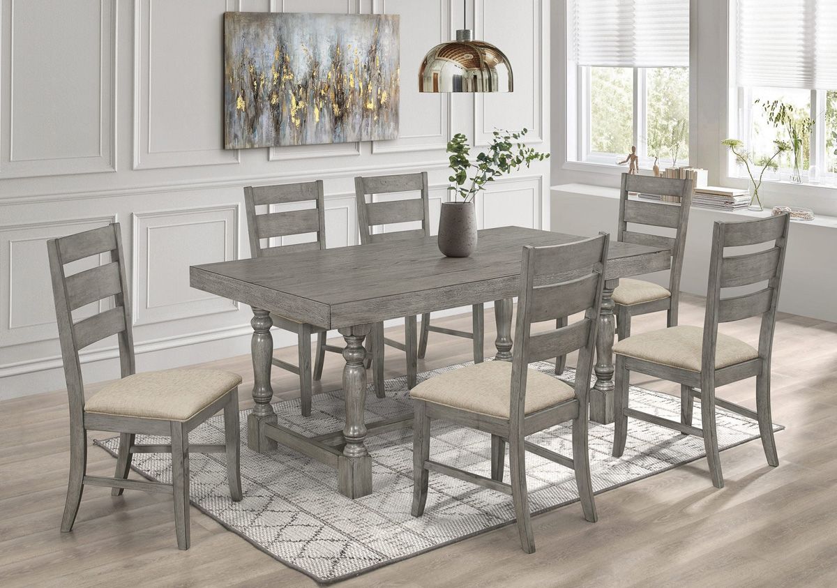 Teryn 7-Piece Dining Table Set Rustic Grey