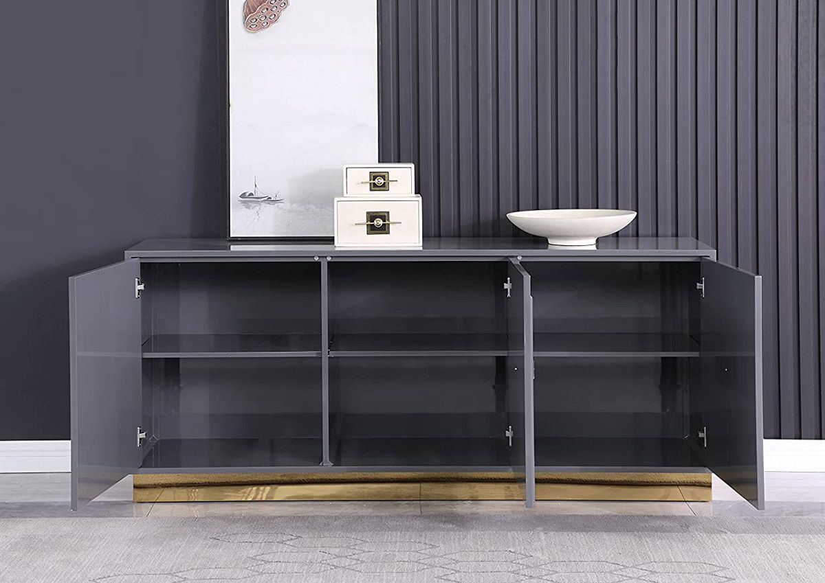 Thaddeus Grey Lacquer Sideboard Storage