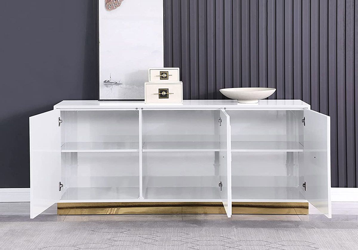 Thaddeus White Lacquer Sideboard Storage