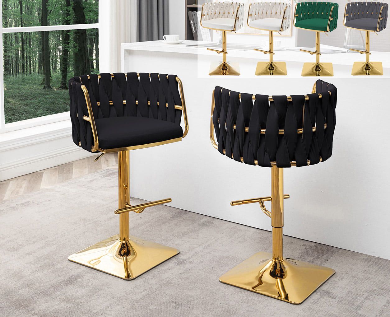 Tigard Leather Barstools With Gold Frame