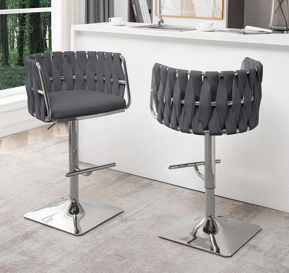 Tigard Grey Leather Barstools