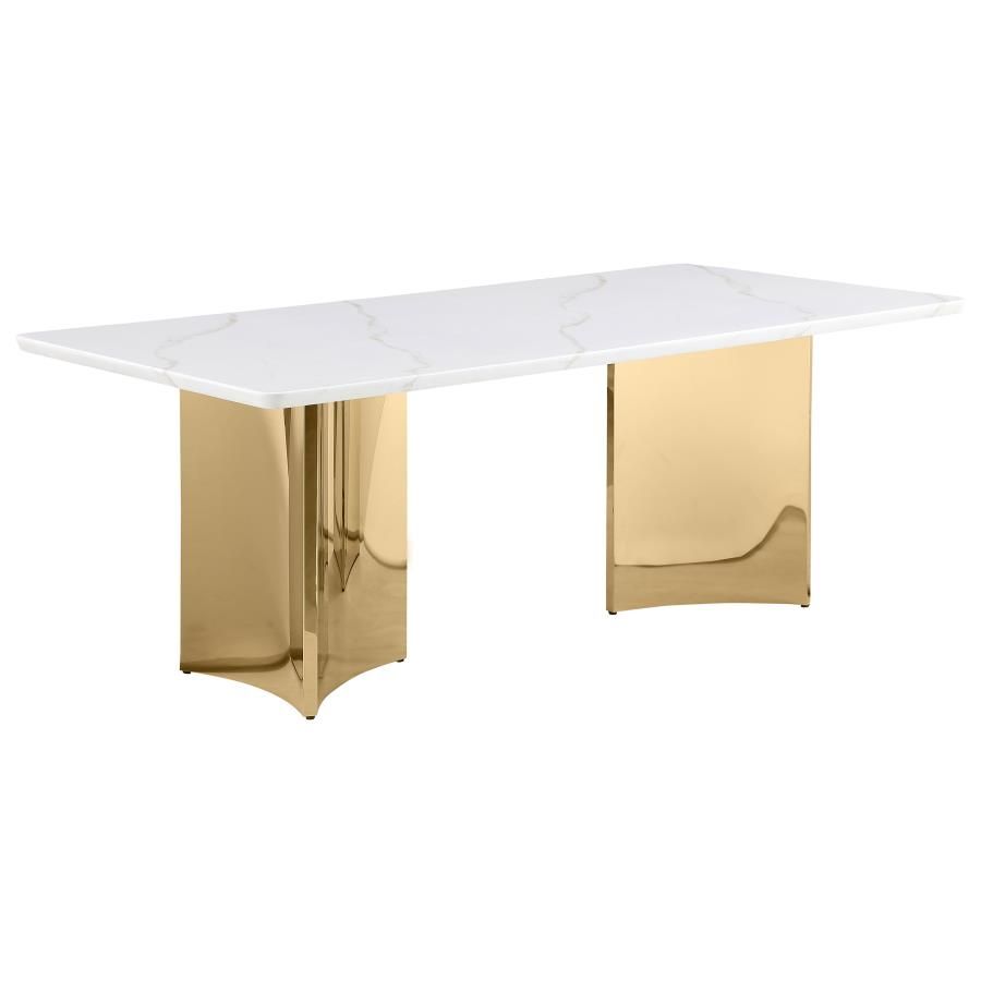 Titan Marble Top Dining Table With Gold Base