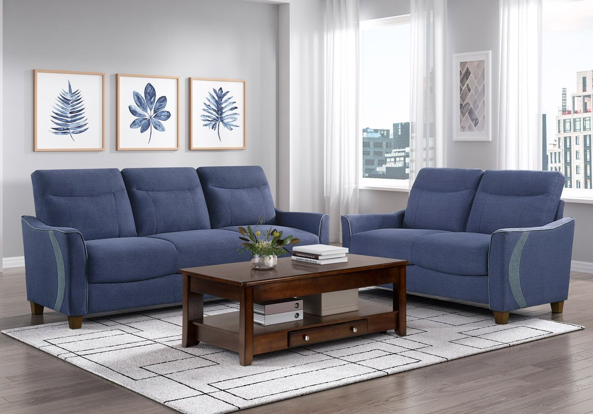 Tradilla Blue Linen Sofa Set