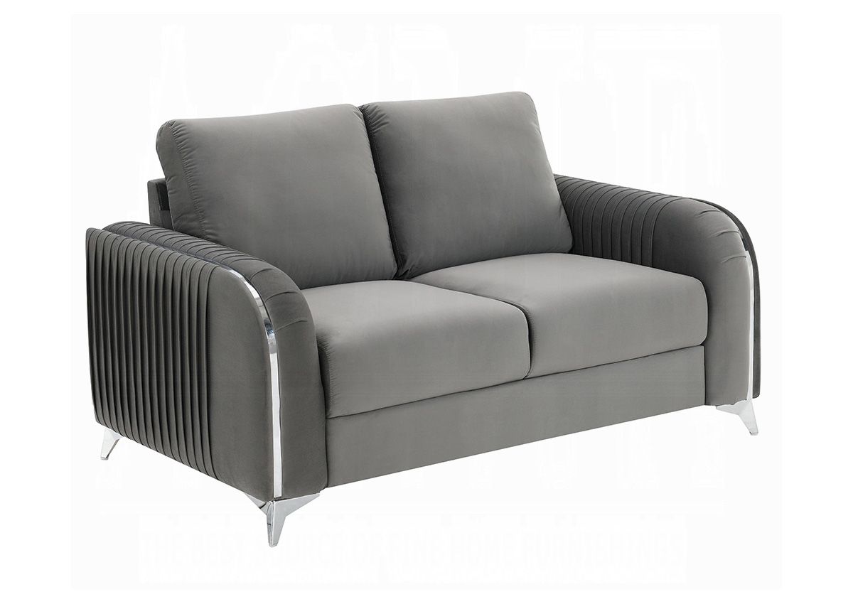 Trevino Modern Loveseat Grey Velvet