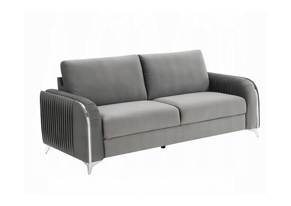 Trevino Modern Sofa Grey Velvet