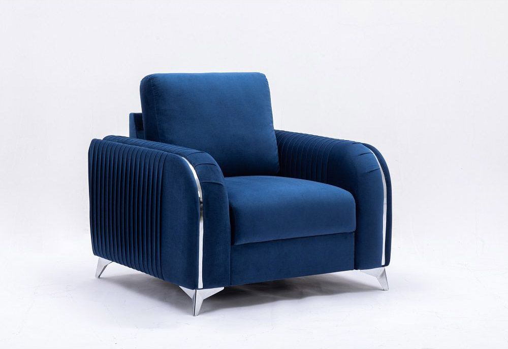 Trevino Navy Velvet Modern Chair