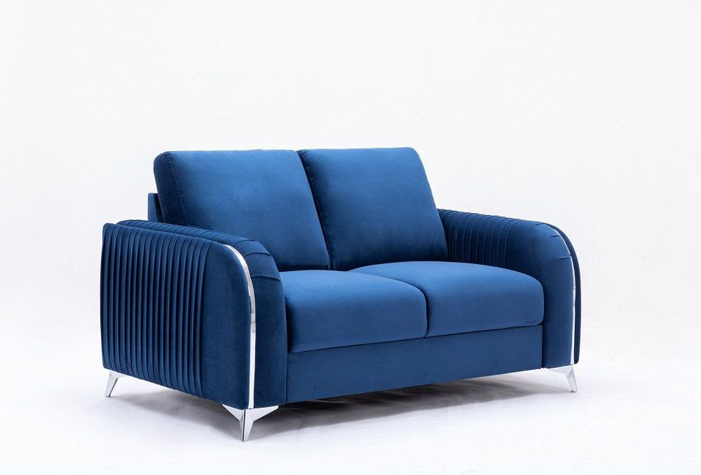 Trevino Navy Velvet Modern Loveseat