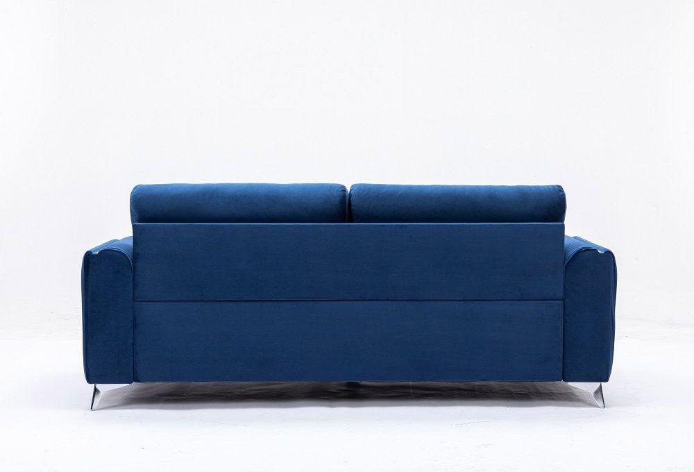 Trevino Navy Velvet Sofa Back Side