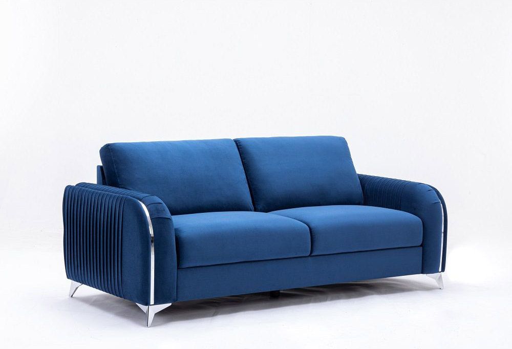 Trevino Navy Velvet Modern Sofa