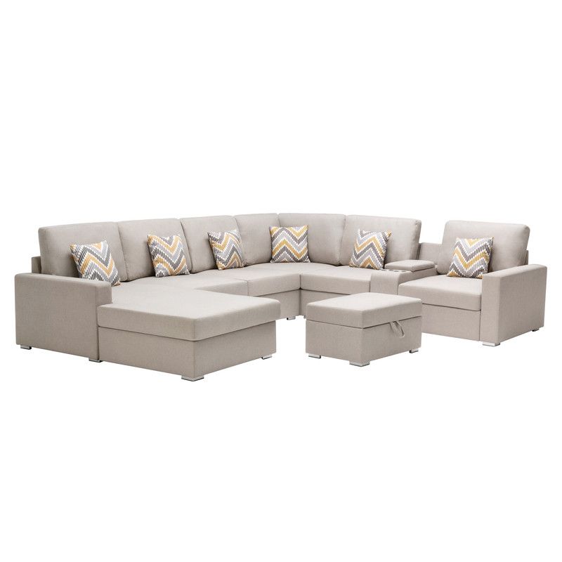 Tryna U-Shape Sectional With Storage Console