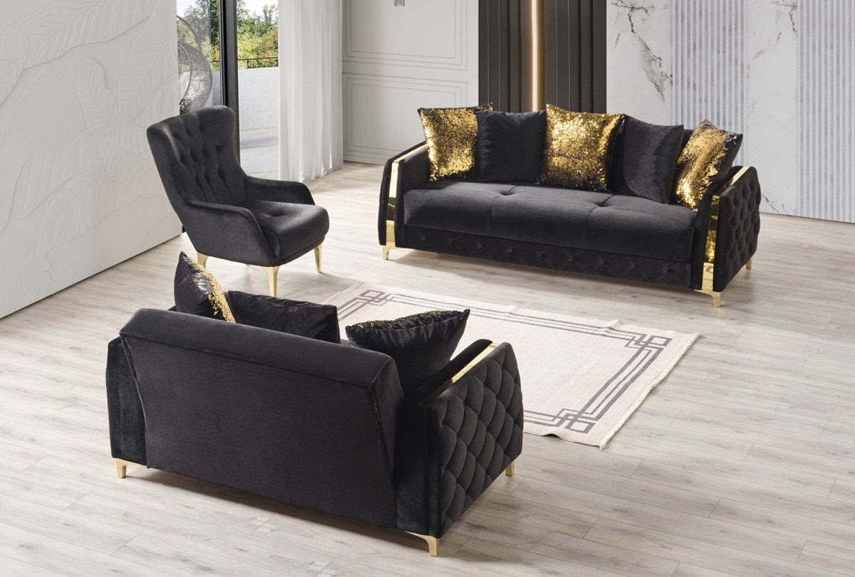 Tucker Black and Gold Sofa Sleeper Collection