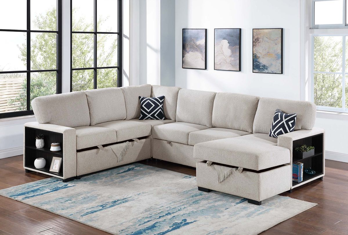 Tucson Beige Boucle Sectional Sleeper