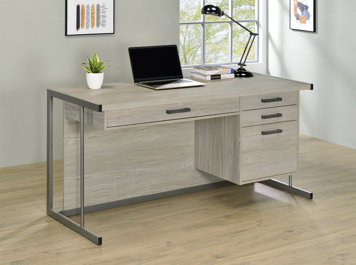 Tulsa Office Desk Whitewashed Grey