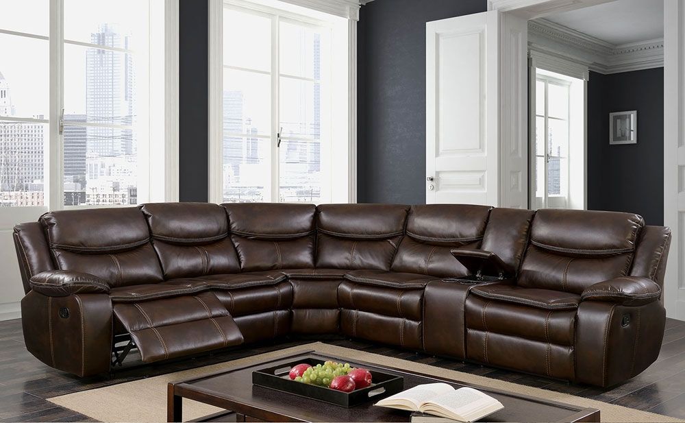 Tyler Brown Leather Recliner Sectional