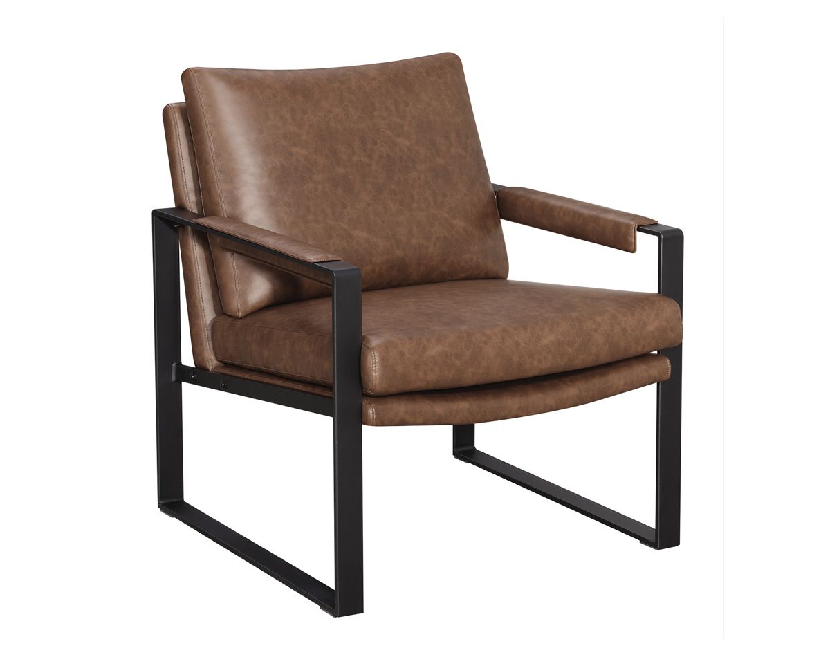 Samual Brown Leather Accent Chair