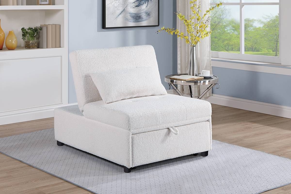 Urien Chair Sleeper White Sherpa