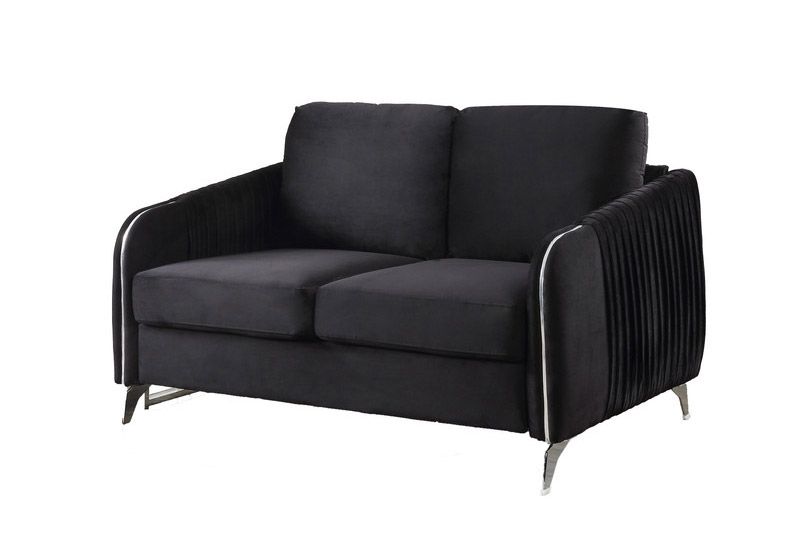 Variel Black Velvet Loveseat