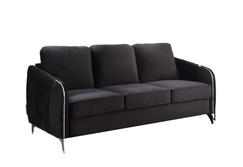 Variel Black Velvet Sofa