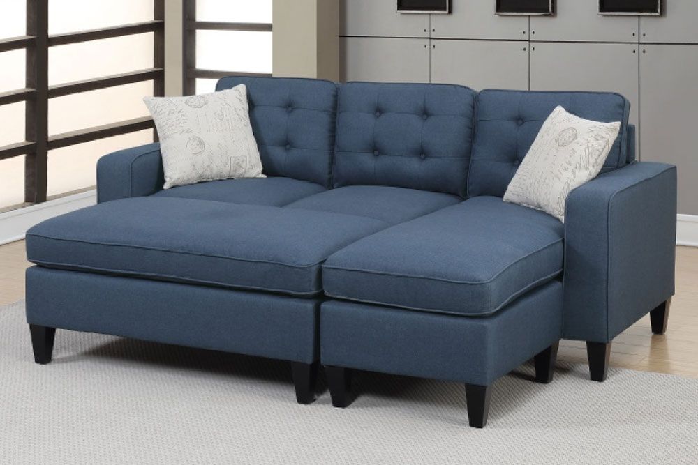 Vasto Navy Sectional Sofa,Vasto Navy Linen Sectional Set