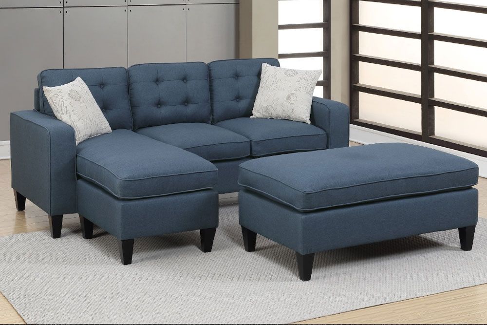 Vasto Navy Linen Sectional Set