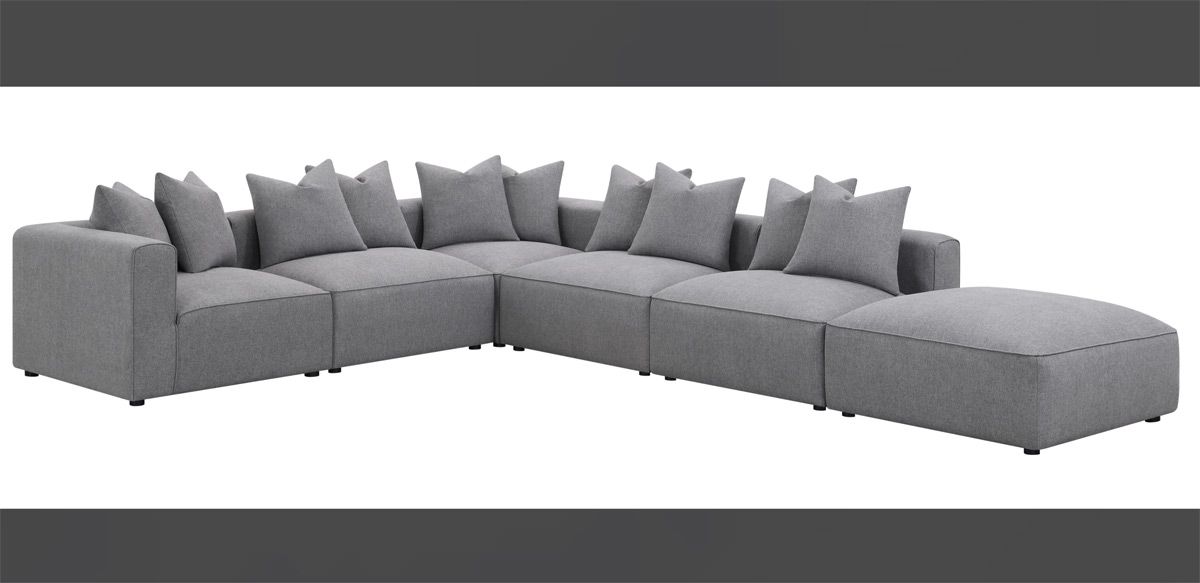 Vega Grey Fabric 6-Piece Modular Sectional