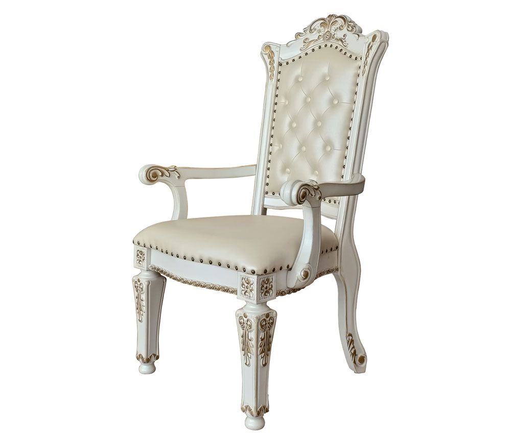 Vendome Pearl White Dining Arm Chair