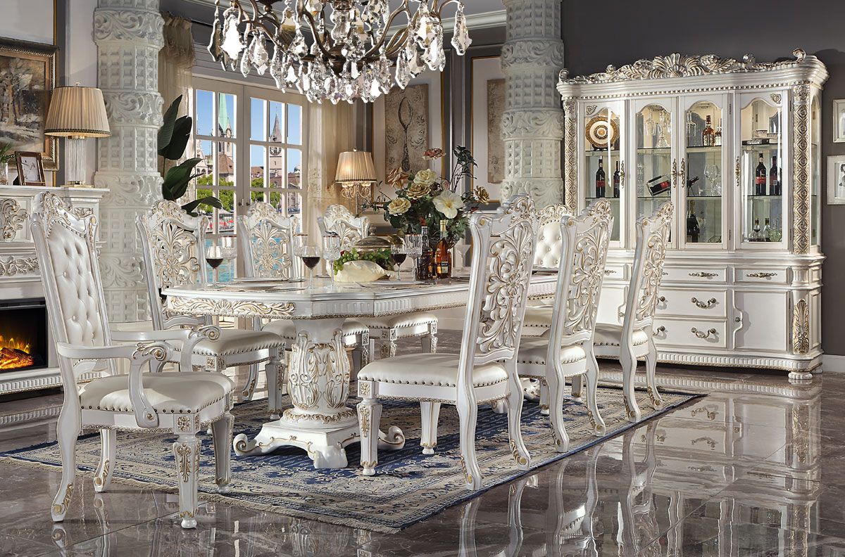 Vendome Pearl White Dining Table Set