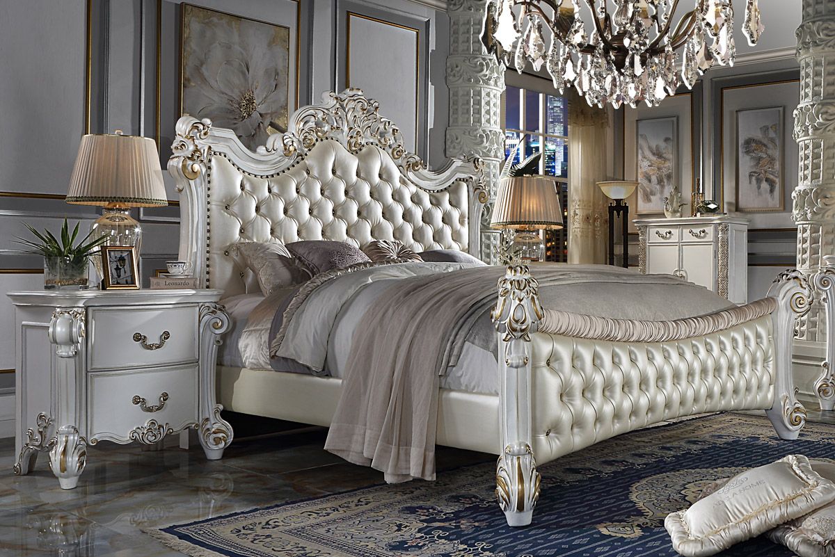 Vendome Antique White Victorian Bed