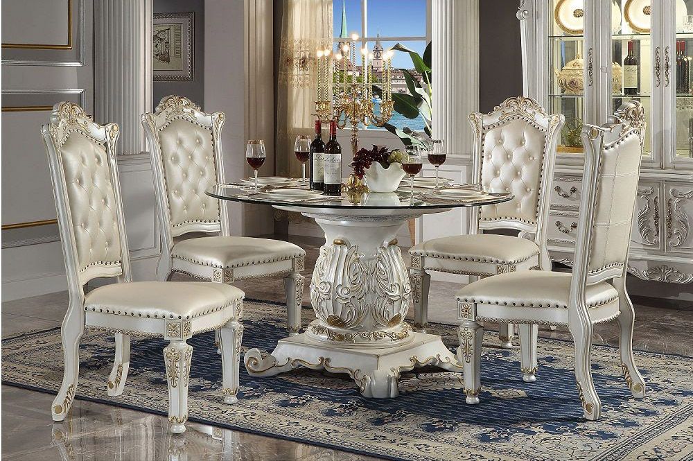 Vendome Round Glass Top Dining Table Set