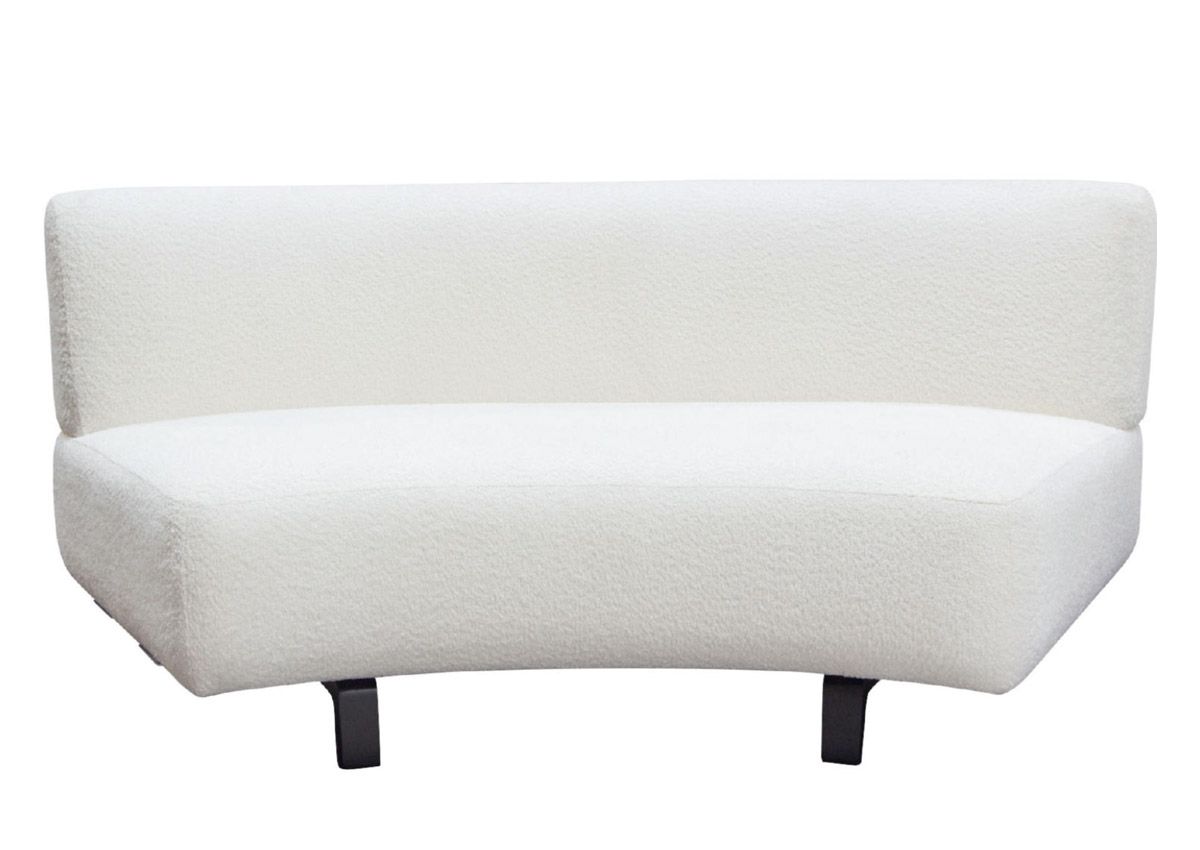 Rosalie White Shearling Armless Loveseat