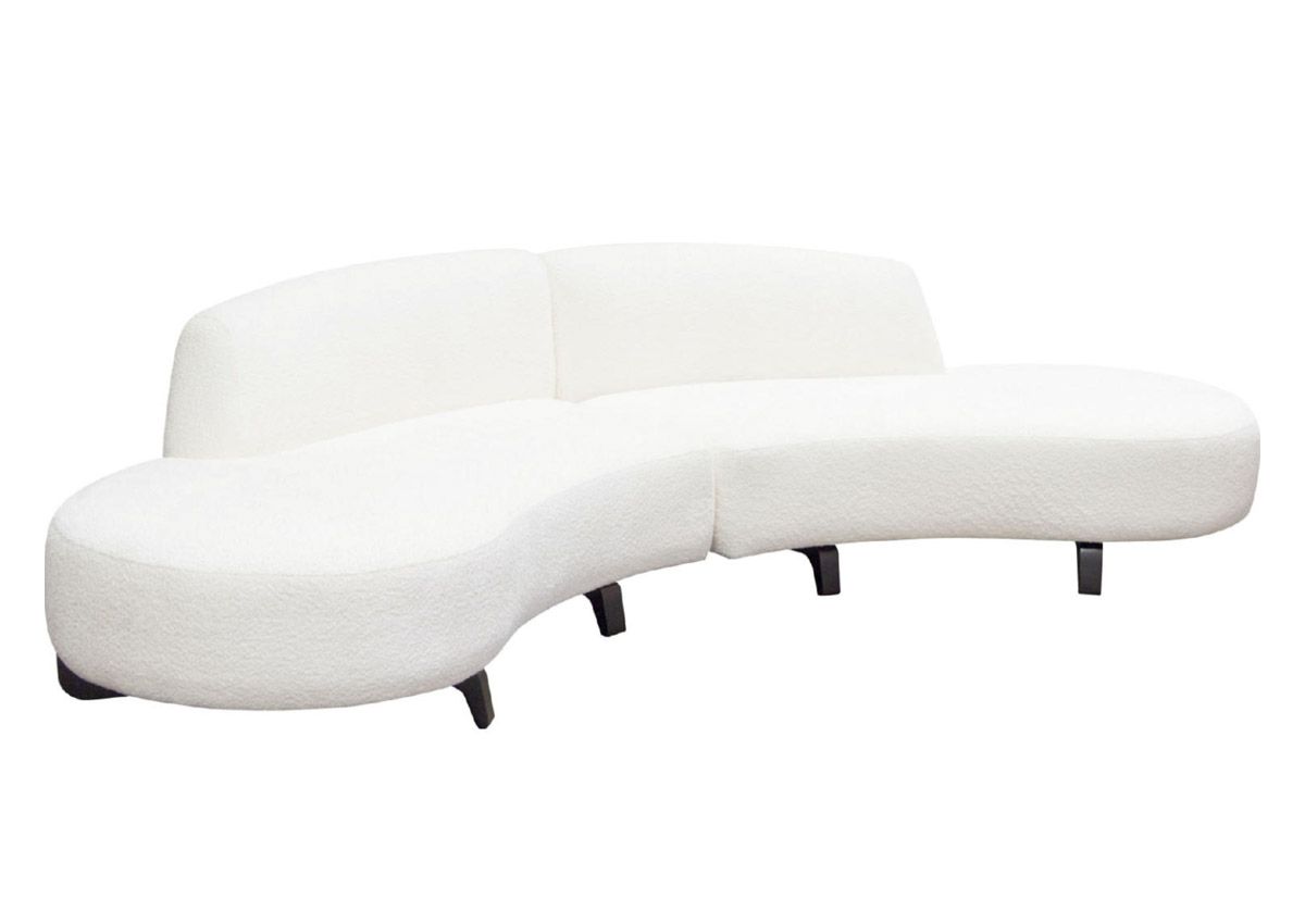 Rosalie White Shearling Curved Sofa