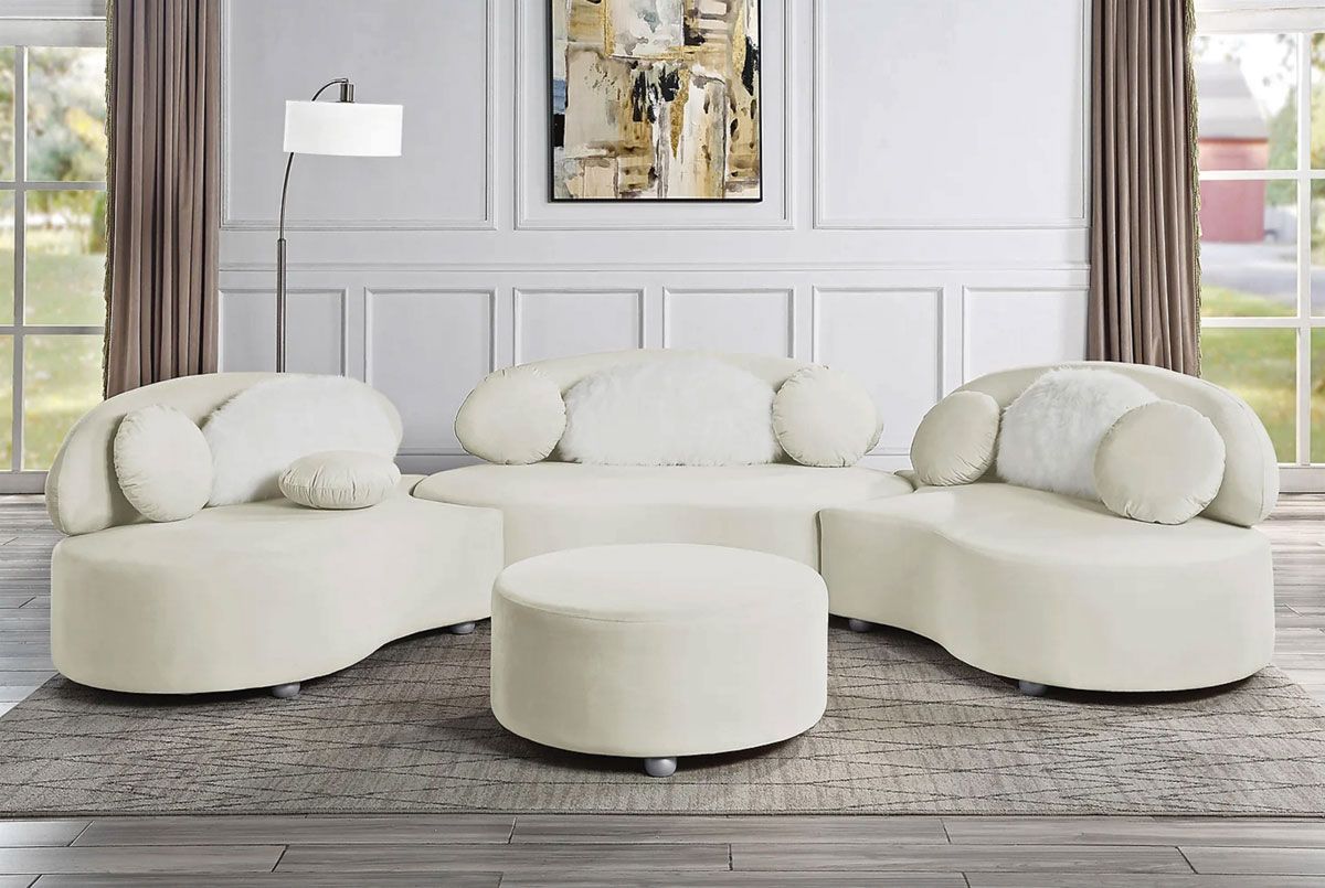 Vivacious Beige Velvet Modular Sectional