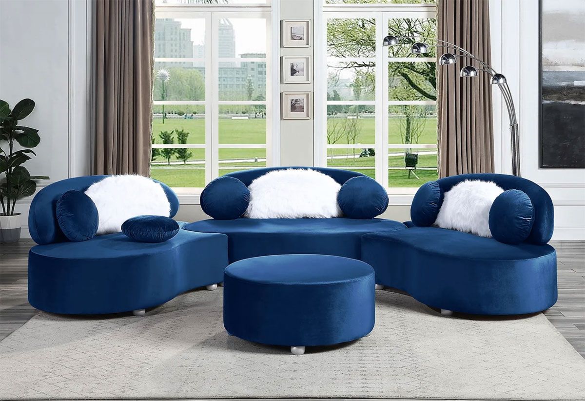 Vivacious Navy Velvet Modular Sectional