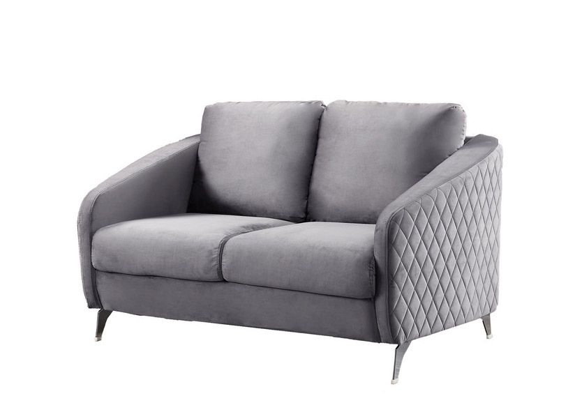 Viveca Grey Velvet Love Seat