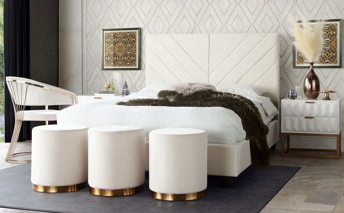 Vogue Cream Velvet Bed