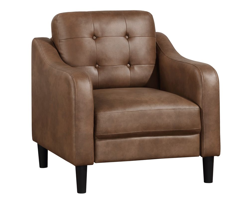 Volos Brown Microfiber Chair Tufted Back