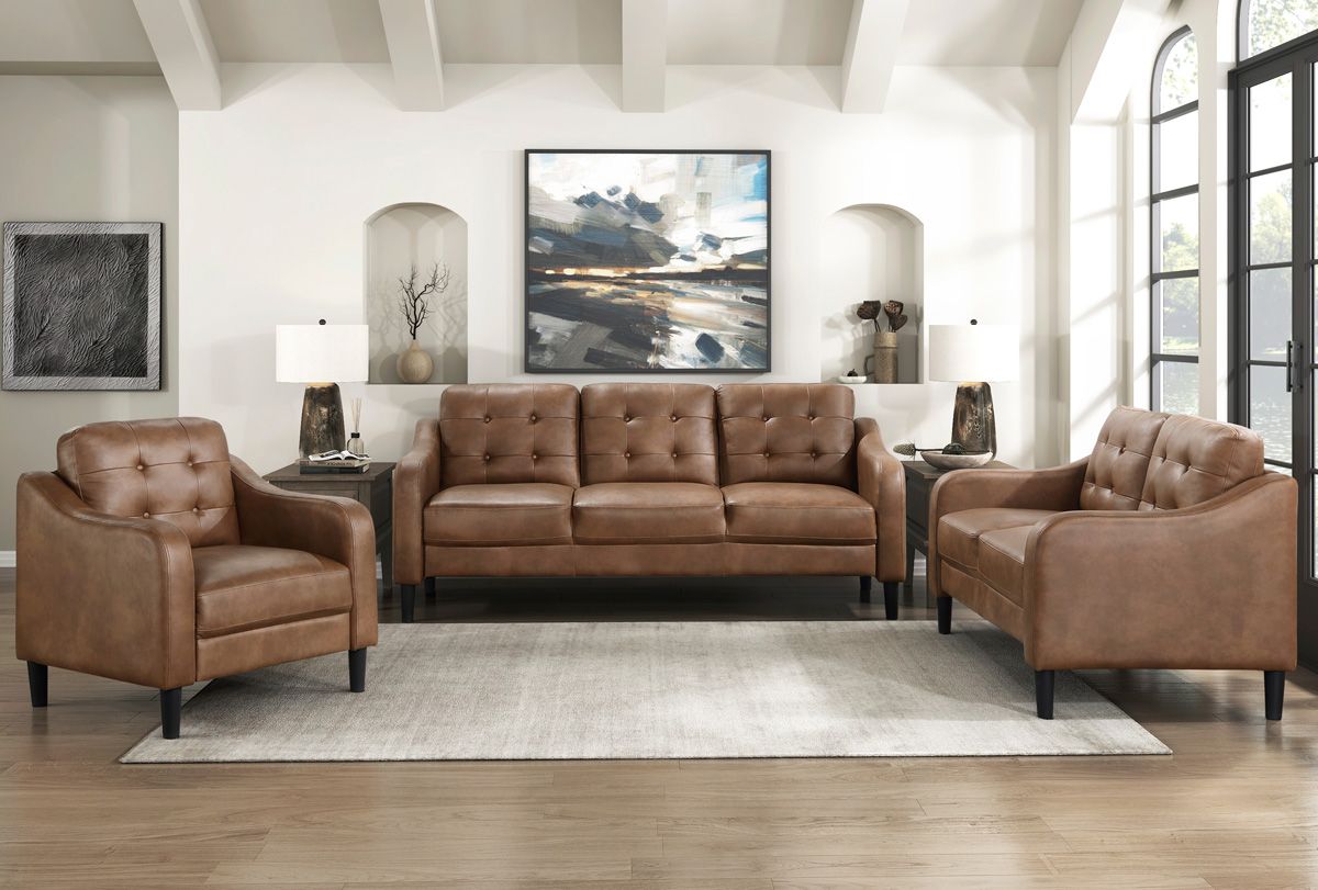 Volos Brown Microfiber Sofa Set