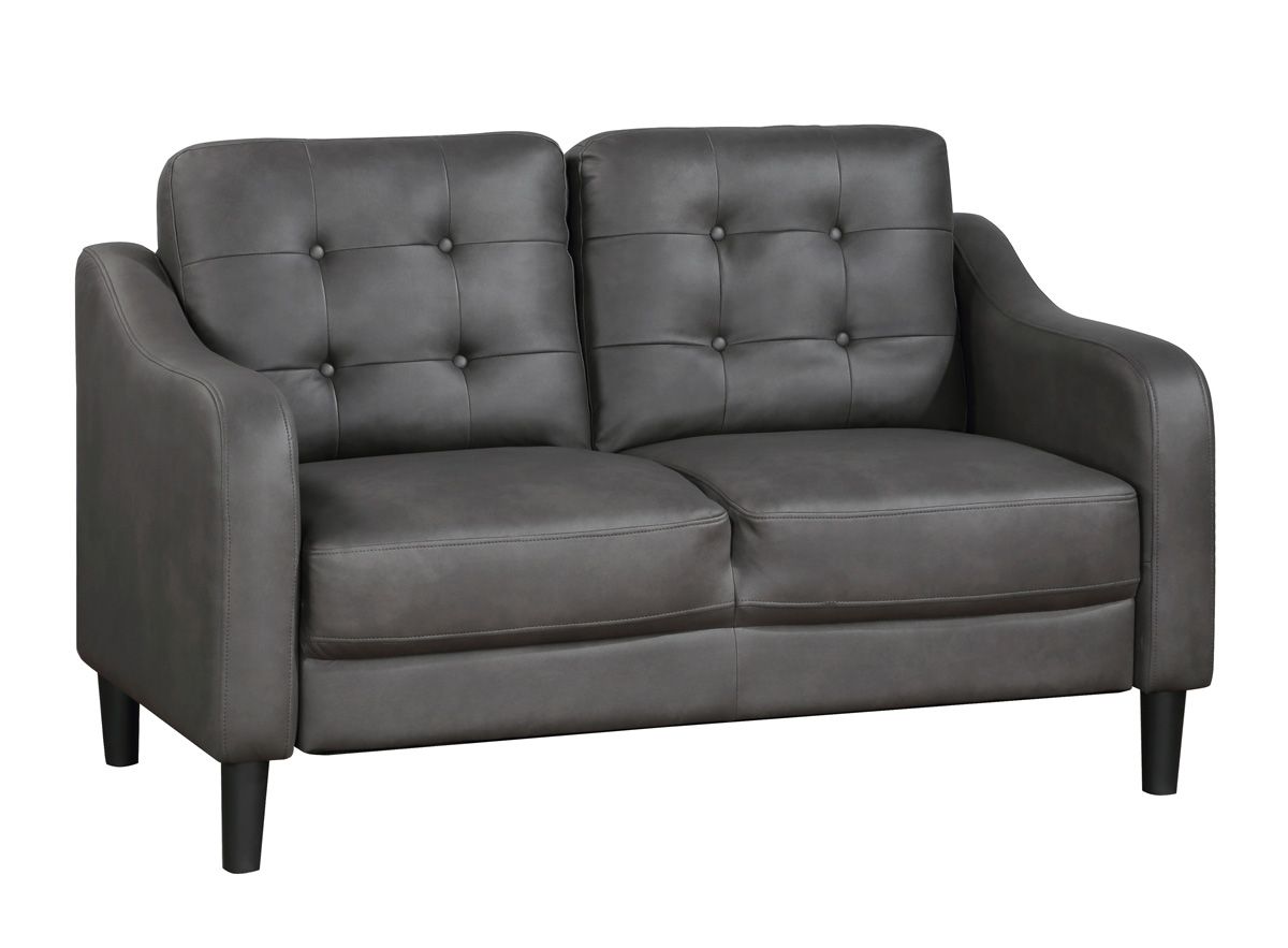 Volos Grey Microfiber Loveseat Tufted Back